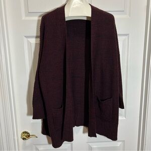 Women's Burgundy Open-Front Cozy Sweater
